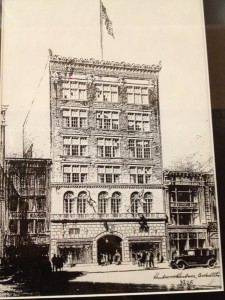 The rendering for the building which would become the core of Berger's Department store on the 500 Block of Main Street in 1928.  The Gamler's Building is on the right hand side.  Courtesy Ellicott Development.