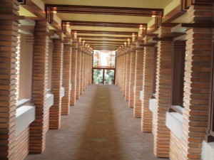 The reconstructed pergola at Buffalo's Darwin D. Martin House, one of the grandest of Frank Lloyd Wright's prairie houses.