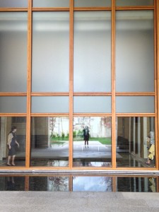 The entry courtyard of the new Barnes Foundation museum.