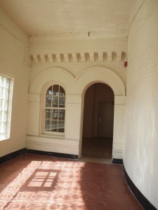 A typical connecting corridor in the historic Kirkbride-plan Fergus Falls Regional Treatment Center.