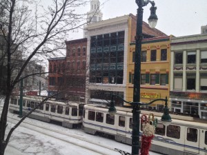 The historic 500 Block of Main Street in downtown Buffalo, NY from my loft window.