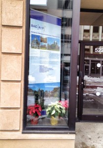 The storefront for BAC [A+P] on Main Street in downtown Buffalo, NY.