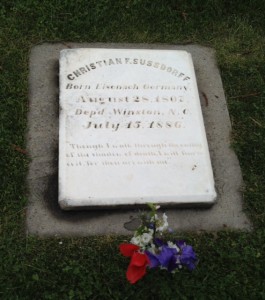 The grave of Christian Sussdorff, a "Married Brother," and the original owner of John's house.