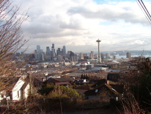 The view of downtown Seattle and the Space Needle from my neighborhood.