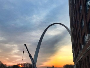 Sunrise at the Gateway Arch.