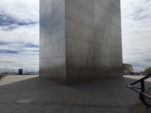 Visitors are encouraged to touch the base of the stainless steel Arch.
