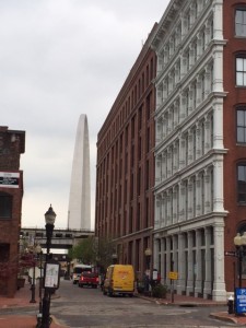 The Arch and Laclede's Landing with some of the remaining cast iron buildings.