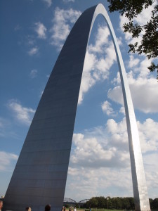 The catenary curve of the Gateway Arch looks different from every vantage point.