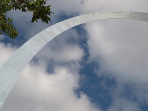 Clouds framing the Gateway Arch.